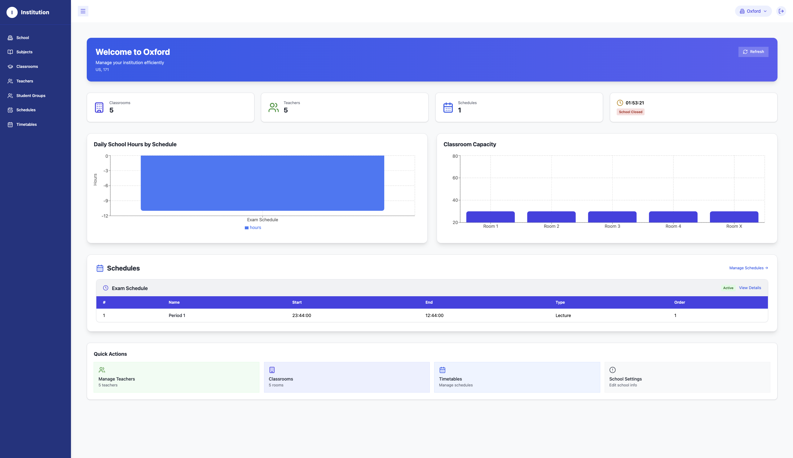 Institute Management System screenshot 1